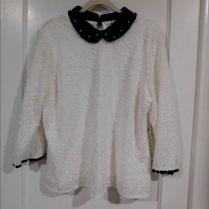 Collared Blouse with Pearls